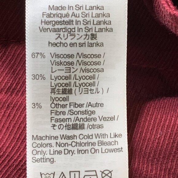 Madewell Womens Burgundy Wide Leg Pants Size 14 - Picture 9 of 13